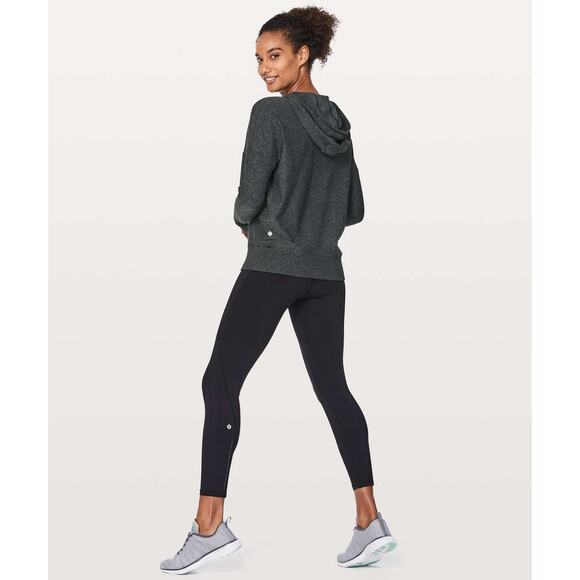 Lululemon Sz 6 Lead The Pack Hoodie Heathered Dark Cast Black Rulu Stretch Run - Picture 2 of 14